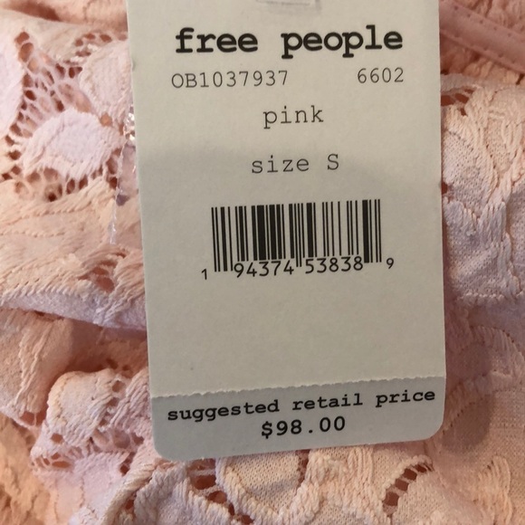 Free People Olivia Balloon Lace Blouse Pink S - Picture 7 of 7